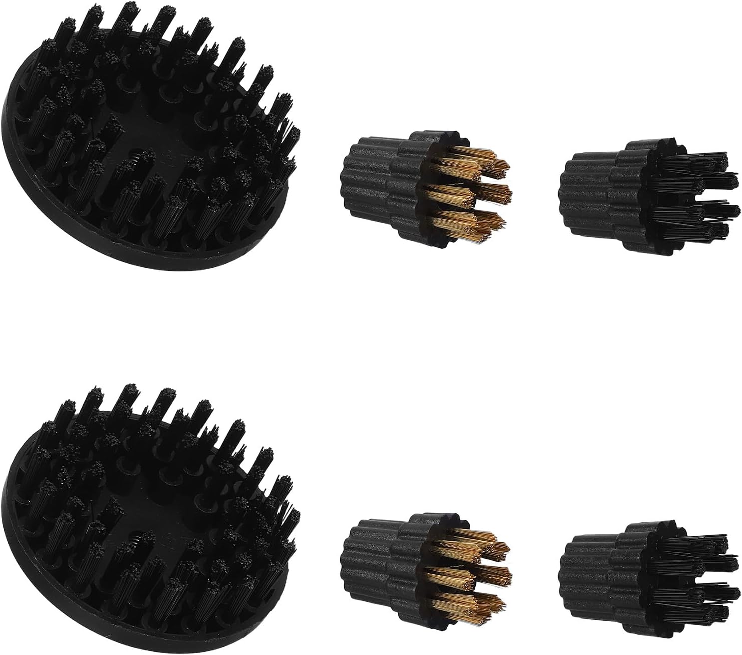 Beavorty Steam Cleaner Brush Heads for Home Cleaning, Copper-Plated Nylon Large Round Brushes, 2pcs Replacement Attachments for Hard Surfaces and Tough Stains