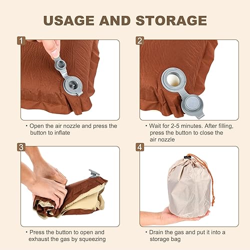 Miniatura 5 de ADDMOTOR Almohada inflable para campamento, almohada ergonómica de viaje, equipo de mochilero, suave y compresible, portátil, para exteriores, para