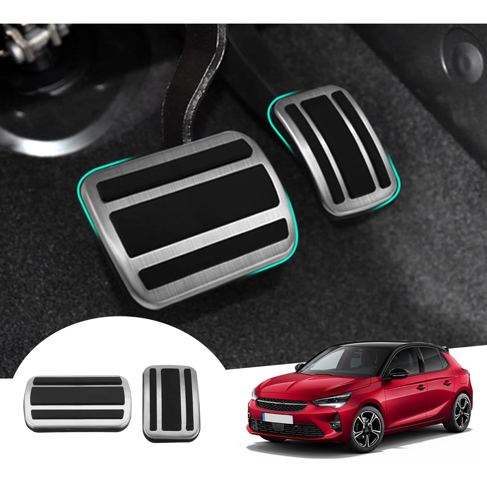 GAFAT Compatibile con Opel Corsa F/Astra L/Mokka B/Grandland X 2020-2025 2026 Pedali per Gas e Freni, Copertura Pedali (Trasmissione Automatica)