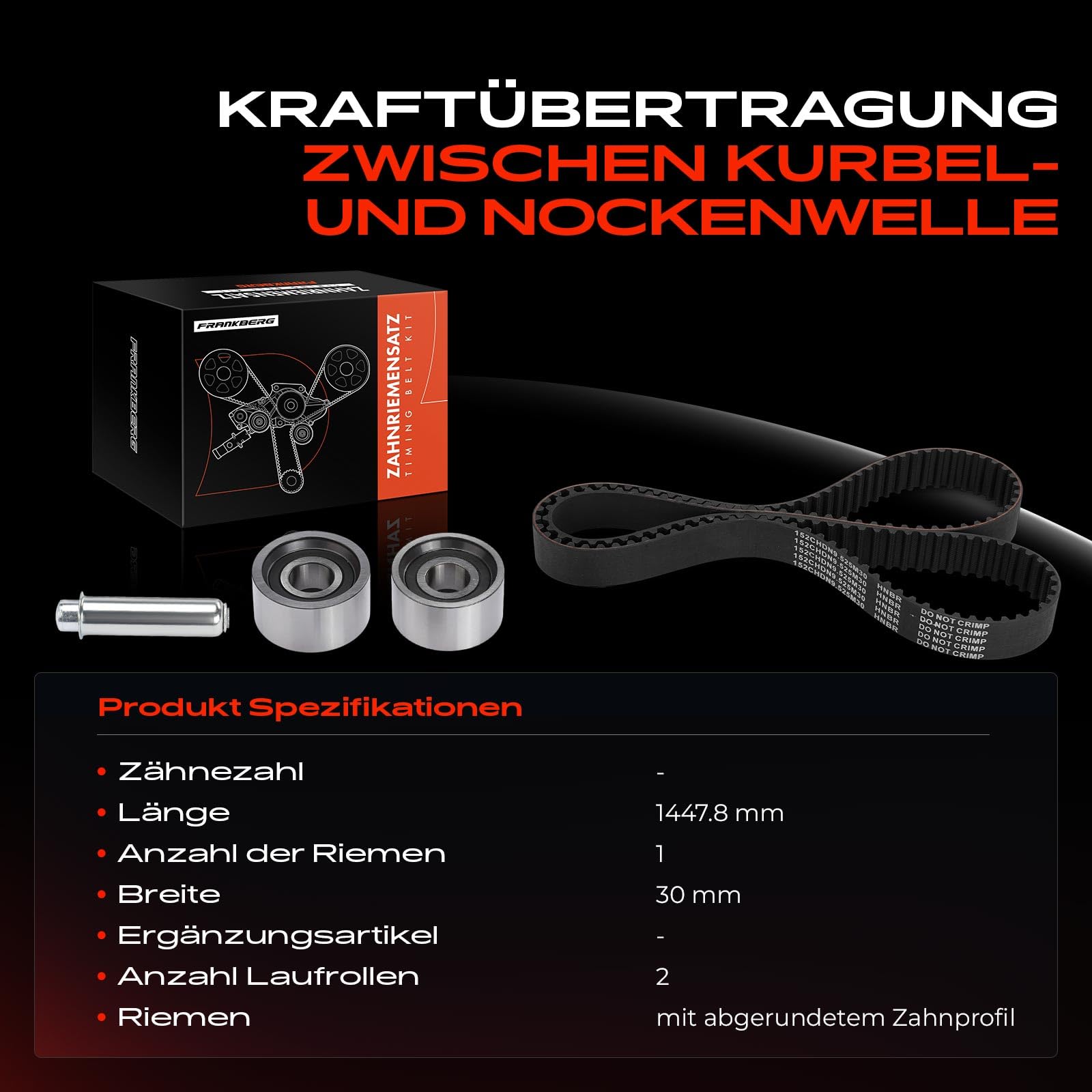 Frankberg Kit cinghia di distribuzione set cinghia di distribuzione | Compatibile con: Arena Kasten A97, Ducato Panorama 290, Boxer pianale/telaio 244, Ducato Bus 230, Scatola mascotte