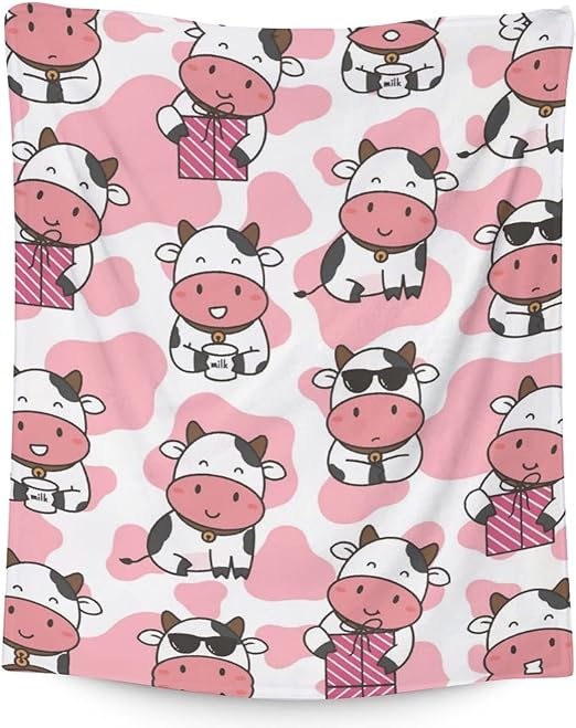 Cow Blanket Gifts - 60"x80" Cute Throw for Women, Girls - Pink Soft Fuzzy Blankets for Bed, Couch & Living Room