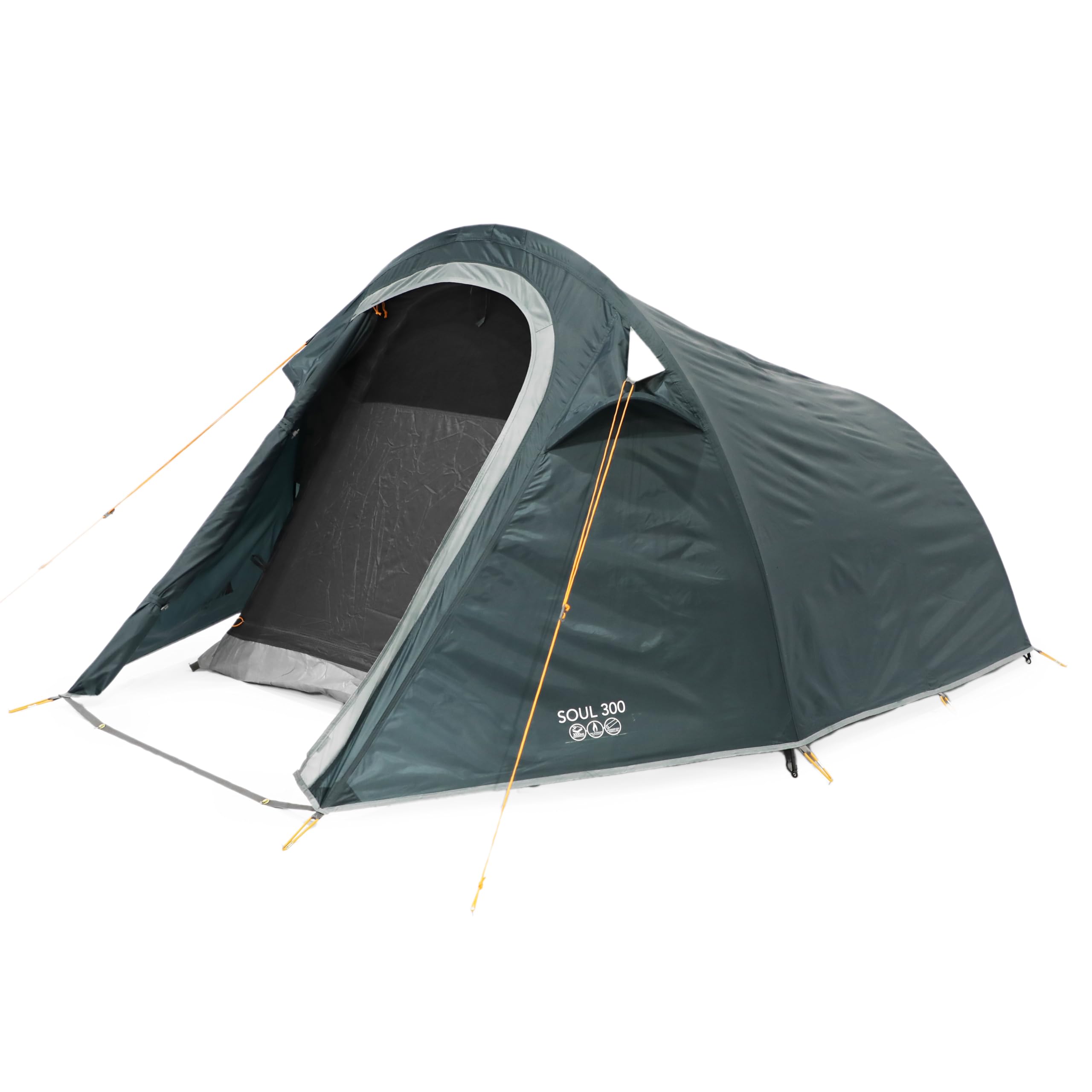Vango Soul Tent with Darkened Bedroom, Compact, Lightweight, Tunnel, Easy to Pitch, Backpacking, Festivals, Wild Camping, Hiking, 3000mm HH (Deep Blue, 300 (3 Person))