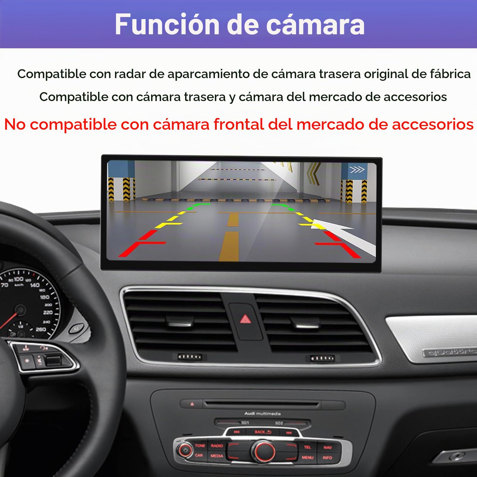 Road Top 12,3" Radio Coche CarPlay para Audi Q3 2013-2018 Año | Radio de Coche, Pantalla IPS HD Linux, Bisel Ultrafino, CarPlay Inalámbrico, Android Auto, MirrorLink, Integración OEM