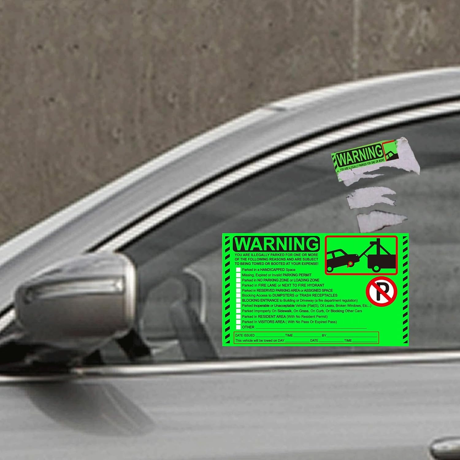 100 Pack Parking Violation Stickers Notice Parking Tickets No Parking Sticker-Hard to Remove -Bad Parking Labels Tow Warning You are Illegally Parked Multi Reasons for Car Window 5 x 8 Inch