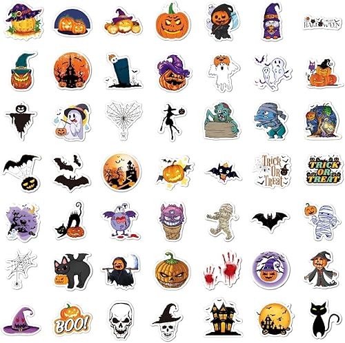 Miniatura 6 de 100 calcomanías de Halloween, impermeables, autoadhesivas, para botellas de agua, iPad, monopatín, equipaje, teléfono..