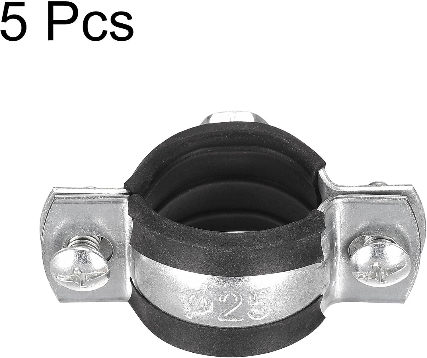 uxcell Adjustable Pipe Bracket Clamp, 1" (25mm) Wall Ceiling Mount Iron Pipe Strap Support 5pcs