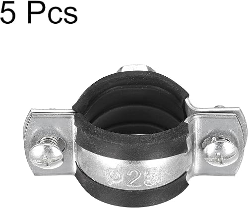 Miniatura 4 de uxcell Abrazadera de soporte de tubo ajustable, soporte de correa de tubo de hierro de montaje en pared de 1 "(25 mm) 5 piezas