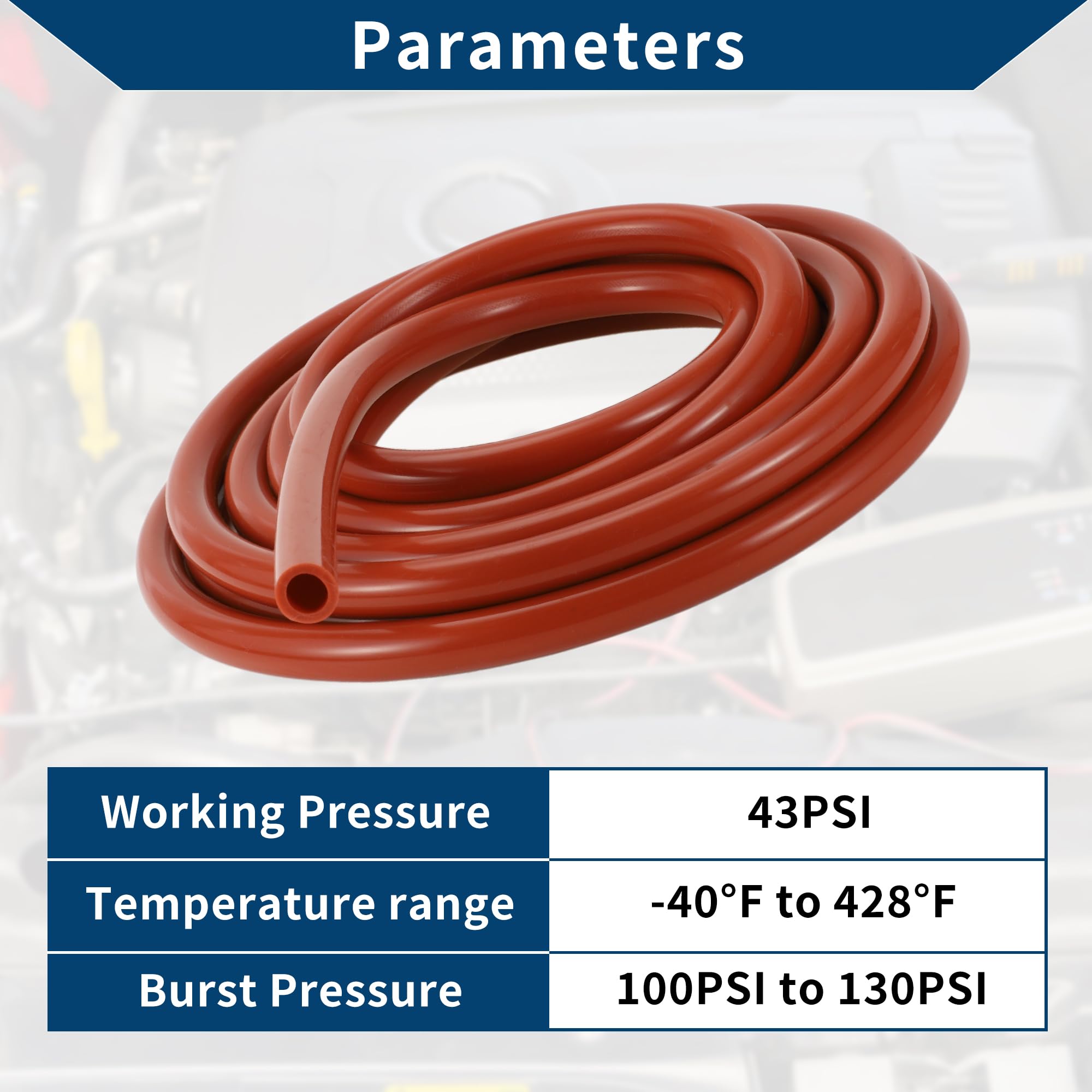 Tubo in Silicone per Aspirazione Tubo per Linea di Aspirazione Automobilistica ad Alta Temperatura 10Ft 3/8" 10mm ID 2.5mm Spessore 1 Pz Rosso