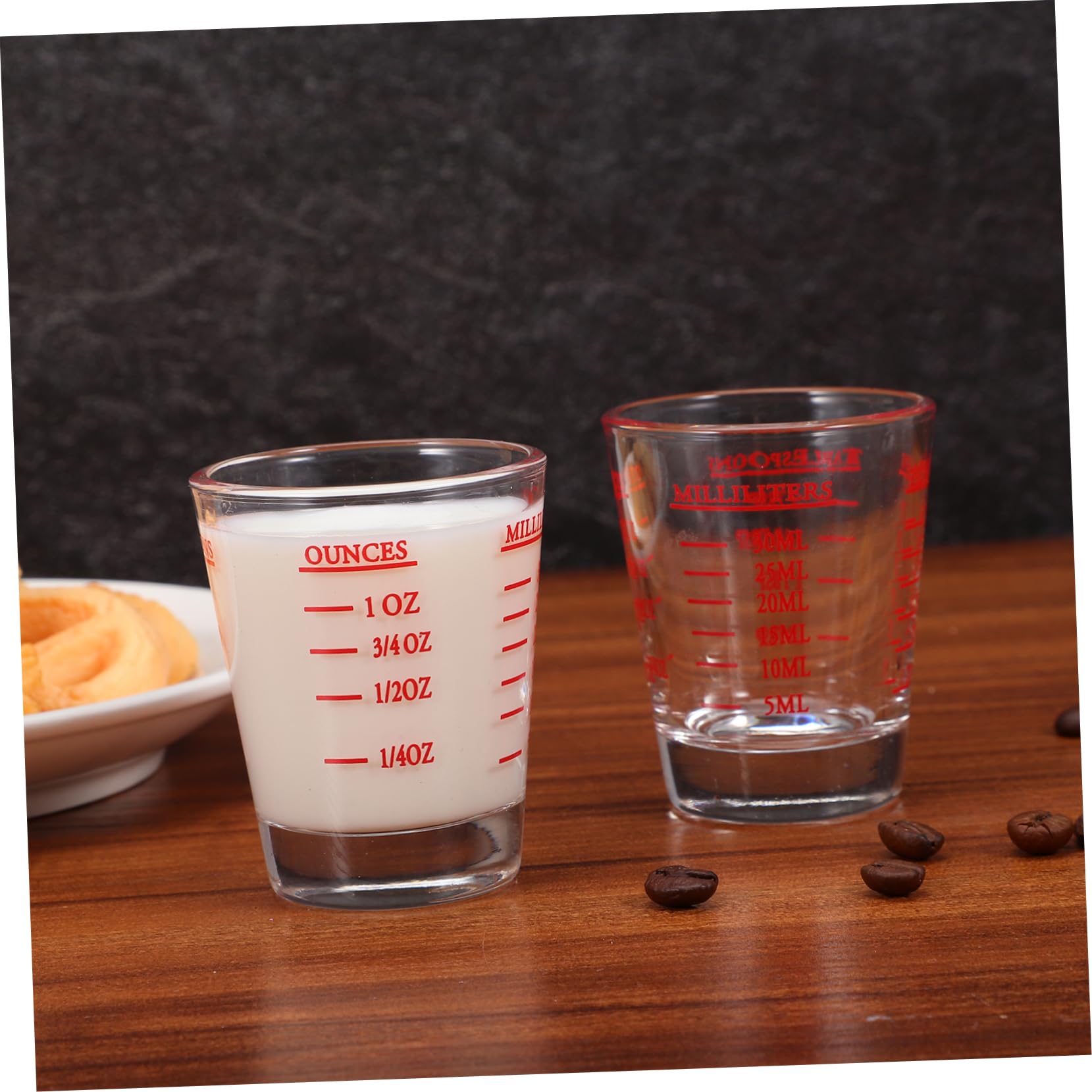 SOLUSTRE 8 Pcs Tasses à Mesurer en Verre Transparent 30ml Repères Clairs et Bases Épaissies Cuisine et Pâtisserie