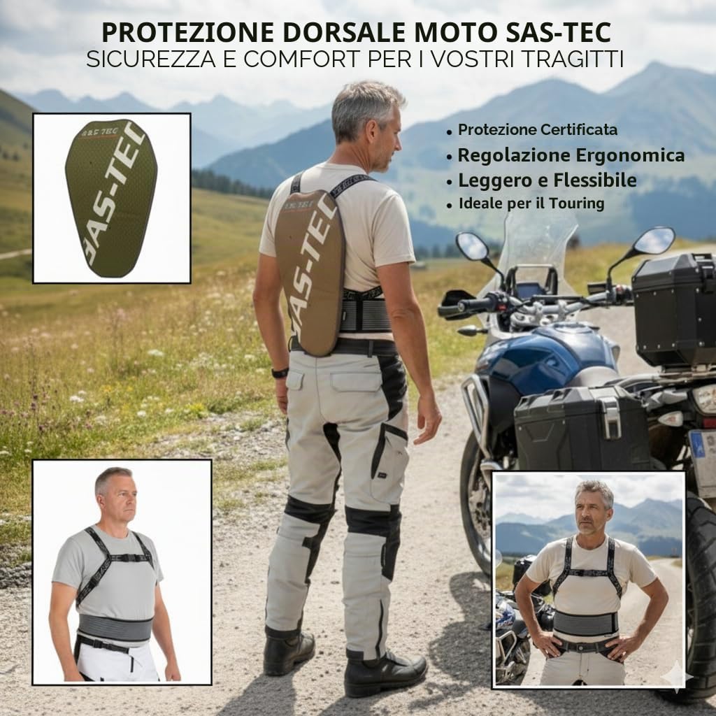 TLA paraschiena protezione SAS-TEC livello 2, Para schiena dorsale unisex uomo, donna, ragazzo, Gilet paraschiena per moto, enduro, quad, bici, Protezione spinale Sci – Mtb – Equitazione - Snowboard
