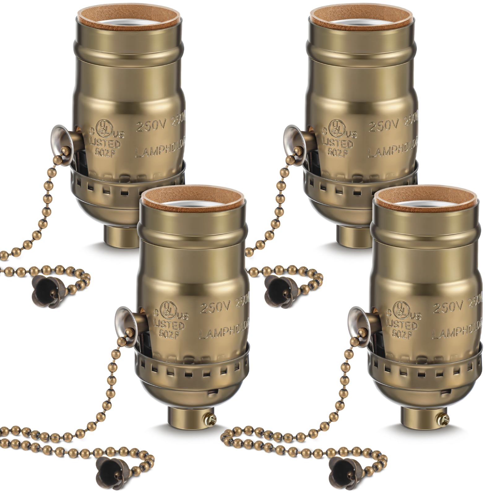 Saysurey 4 Pcs Pull Chain Lamp Socket Replacement, E26 Standard