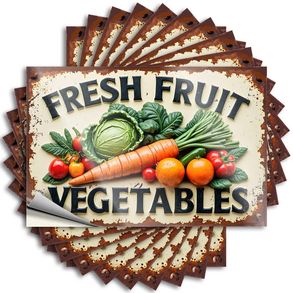 Fzfn Colour Tattoo Gifts For Home Decor Easy Apply | Fresh Fruit And Vegetables: A Vibrant Display Crazy Wall Peel And Stick(8X12cm)