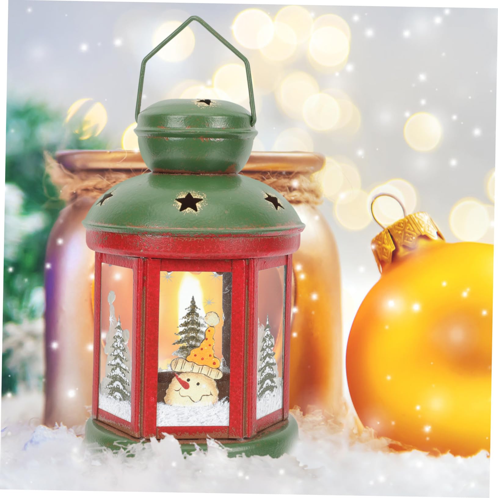PRETYZOOM 2 Piezas De Decoraciones Navideñas Candelita Navideña Linterna Jaula Vela Linterna Decoraciones De Mesa Linternas Navideñas De Mesa Portavelas De Navidad Colgante