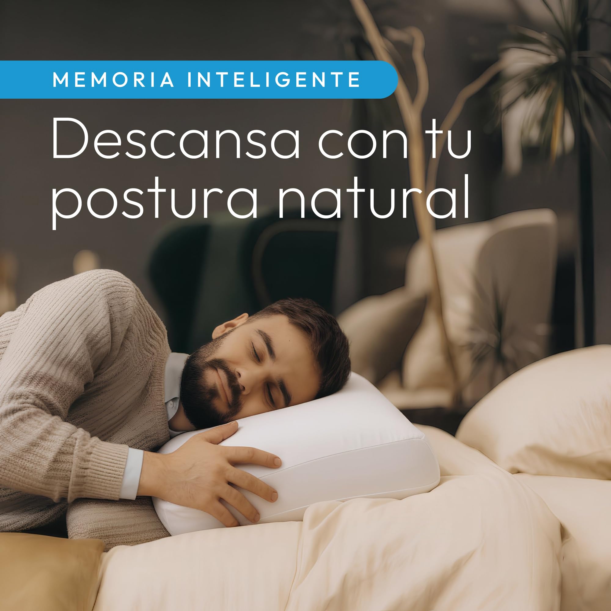 Almohada Viscoelastica 70 Pack 2, Almohada Cervical y Almohadas Cervicales para Dormir, Almohada Antironquidos para Cervicales y Cuello, Pillow Ergonómica con Carbón Activo Fabricada en España