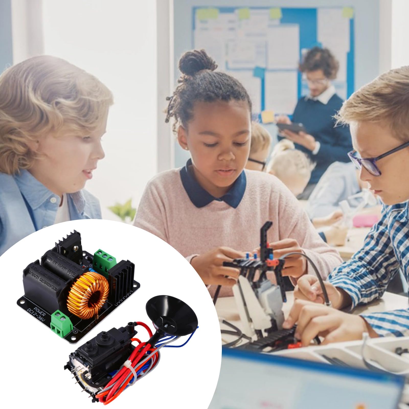 ZVS Tesla płyta sterownika cewki z cewką zapłonową, grzejnik drabinkowy Jacobs, zestaw obwodów elektrycznych DC 12-24 V dla dzieci, zestaw edukacyjny STEM, łatwy montaż DIY, zasilacz wysokiego