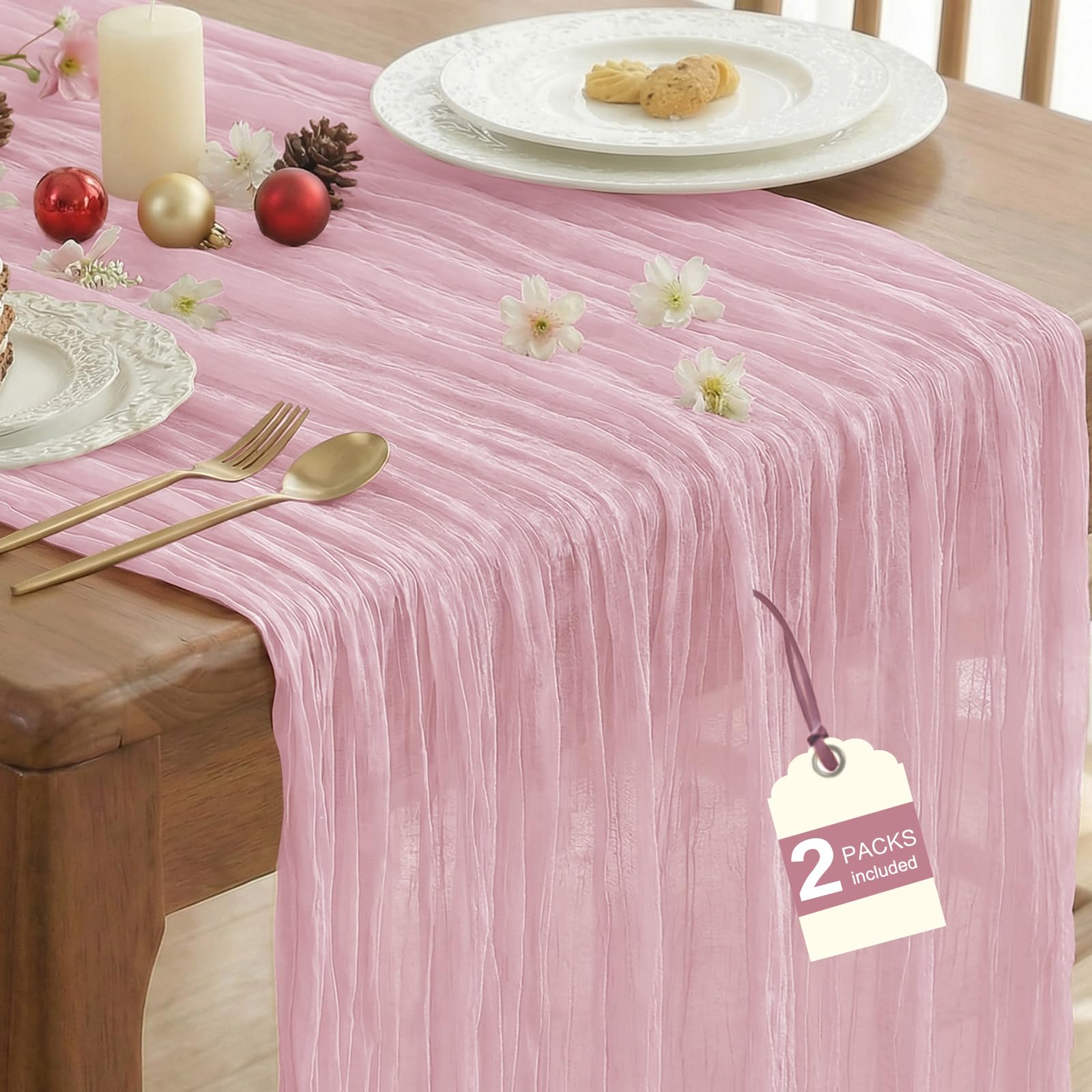Pink Cheesecloth Table Runners - Fall Party Decor -17