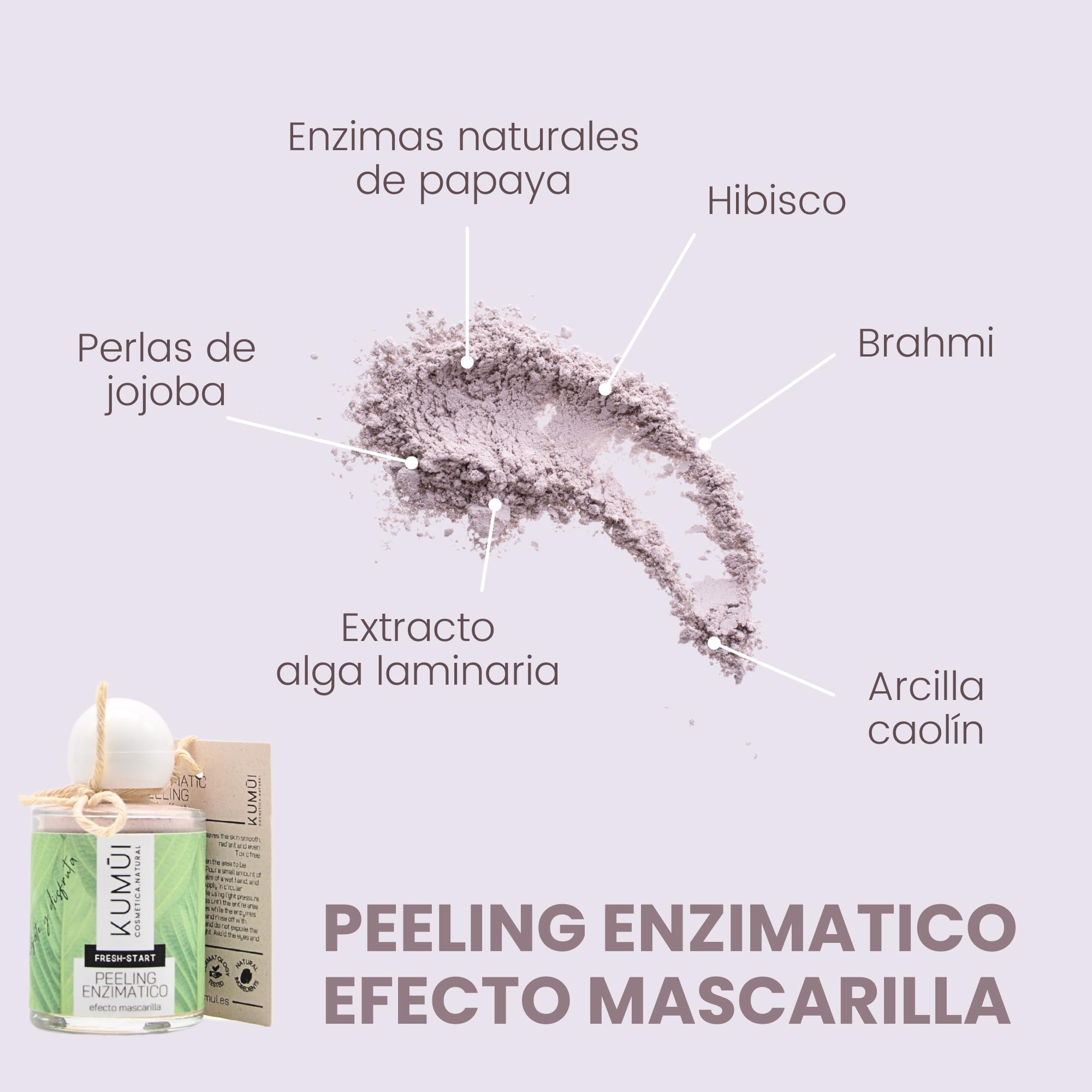 Peeling enzimatico doble acción 1) Exfoliante + 2) Mascarilla - Rejuvenece la piel, trata Manchas, Marcas y Acne - Cara Suave y Luminosa-100% Natural-BIO-Vegano- formato polvo-PREMIO INTERNACIONAL