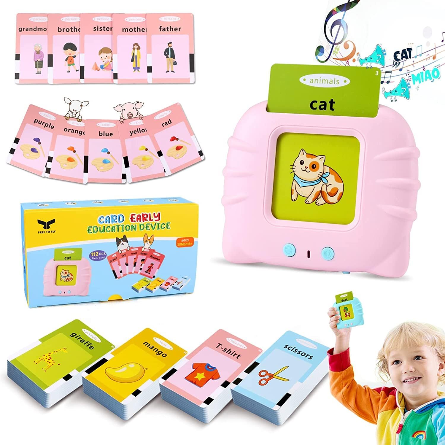 Royaldeals Toys Talking Flash Cards- Learning Toys for Toddlers - for Age 2 3 4 5 6