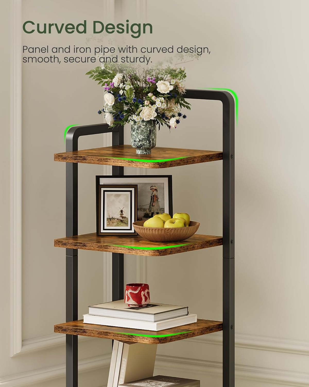 6-Tier Vertical Shoe Rack, Narrow Shoe Tower, Corner Shoe Storage Organizer, Shoe Shelf, for Small Spaces, Industrial Style, for Entryway, Hallway, Living Room, Rustic Brown and Black TXJ06BF