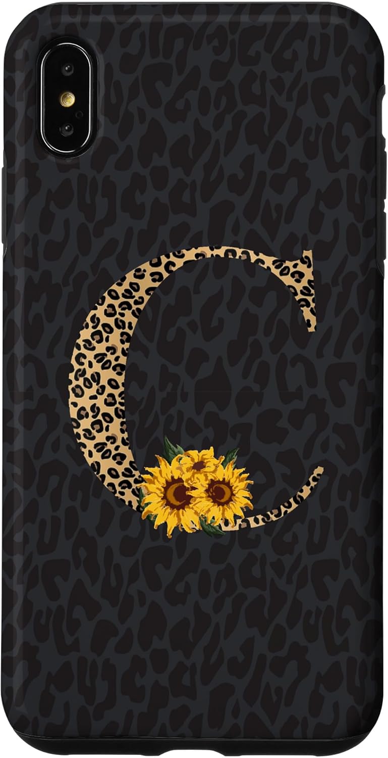 iPhone 13 Pro Max Leopard Cheetah Animal Print Sunflower Letter C Monogram Case