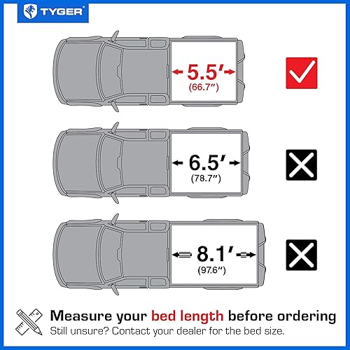 Vista 15 de Tyger Auto T3 - Cubierta (tonneau) suave de triple pliegue para caja de camioneta Caja Fleetside de 6.5 pies (78 pulgadas) TG-BC3T1433