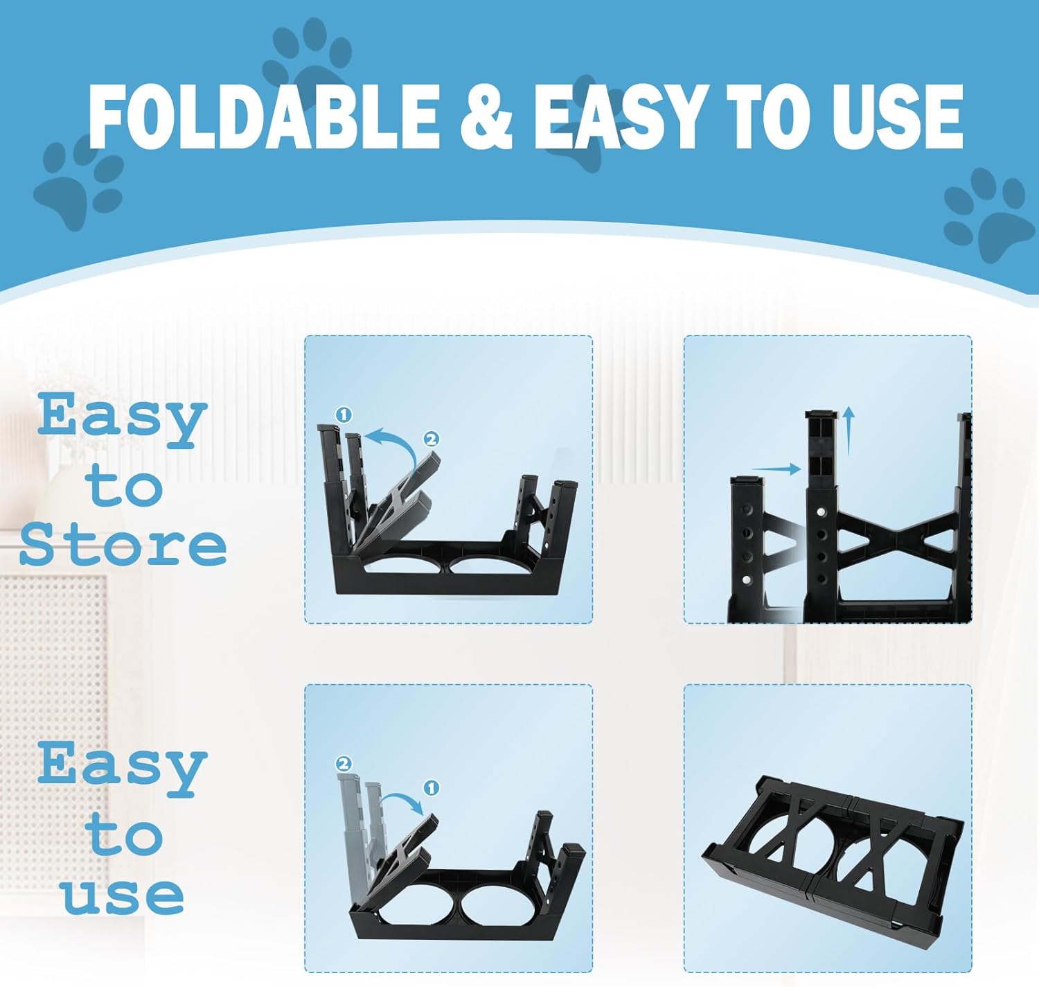 Elevated Dog Bowls, 2 Stainless Steel and 1 Slow Feeder Bowl, Adjustable Up-to 5-Heights 3.15", 8.66", 9.84",11.02", 12.2" Dog Feeding Station, for Small Medium and Large Dogs