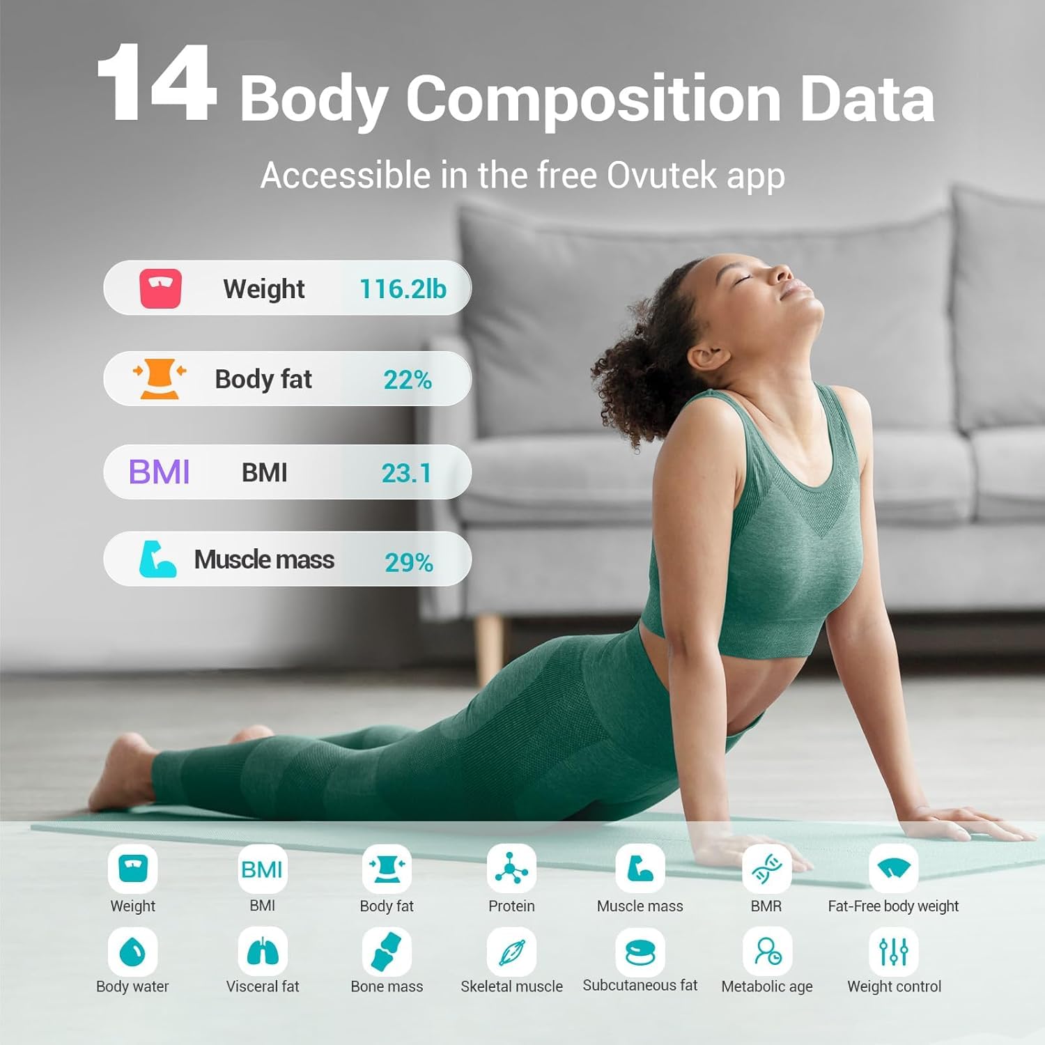 Báscula inteligente para peso corporal, máquina de pesaje digital de baño para músculo graso IMC, monitores electrónicos precisos de composición corporal para la salud de las personas con aplicación