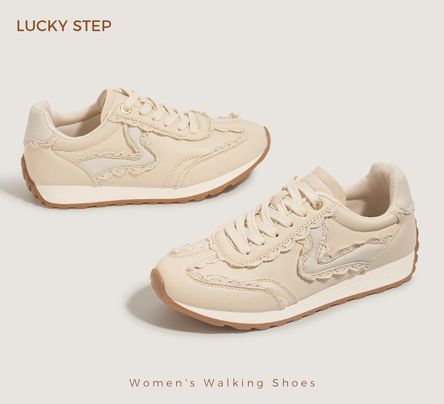LUCKY STEP Women's Fashion Sneakers Trendy Tennis Shoes Neutral Stylish Retro Trainers Casual Running Walking Shoes - Image 6