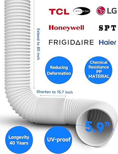Miniatura 3 de Toutgood Kit de ventilación de aire acondicionado portátil con manguera de escape de 80 pulgadas de largo, 5.9 pulgadas de diámetro, 15 piezas de