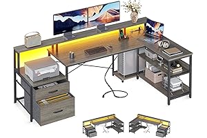 ODK L Shaped Desk with File Drawer: The Ultimate Workstation for Long Computing Sessions