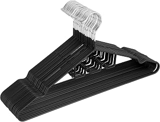 Metal Hangers 16.5" Coat Hangers with Hat Rack for Baseball Caps - Extra Thick Wire Hangers with Non Slip Matt Black Rubber Coating Heavy Duty Pant Skirt Suit Hangers for Coat (20 Pack)