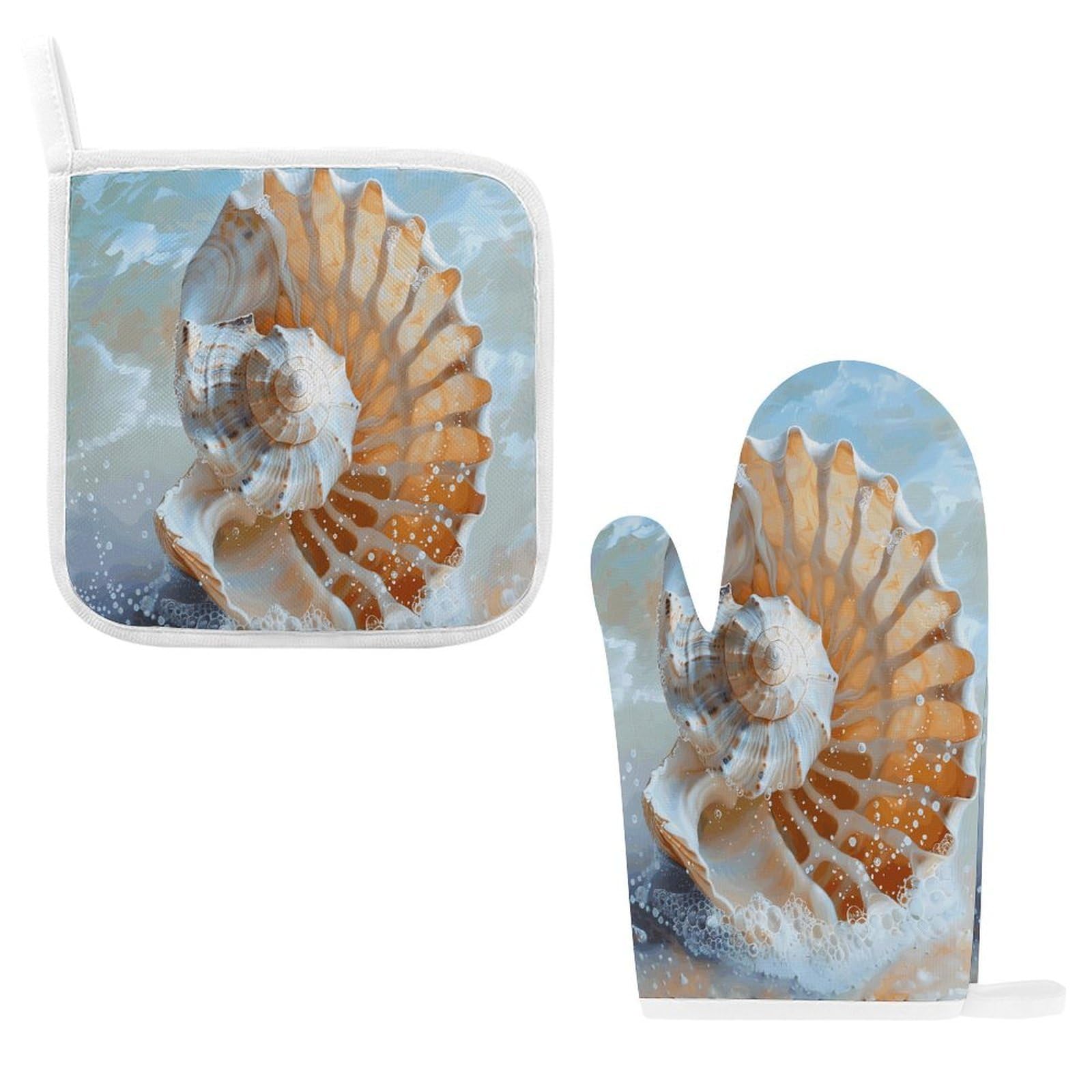 Fodpand Style Ocean Seashell Oven Mitts And Pot Holders Sets
