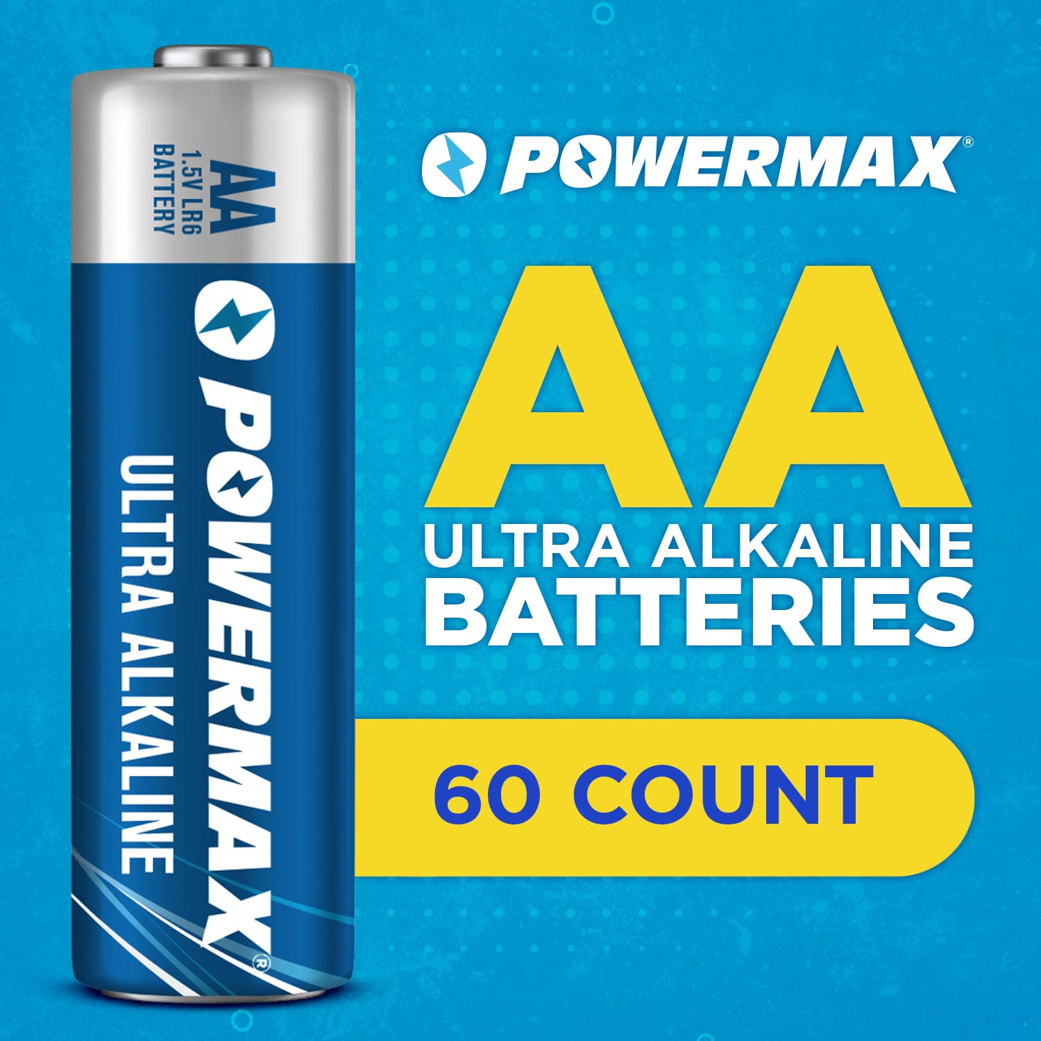 Powermax 60 Piles AA de Longue durée, Batterie alcaline Longue durée, 10 Ans de durée de Vie, Emballage refermable