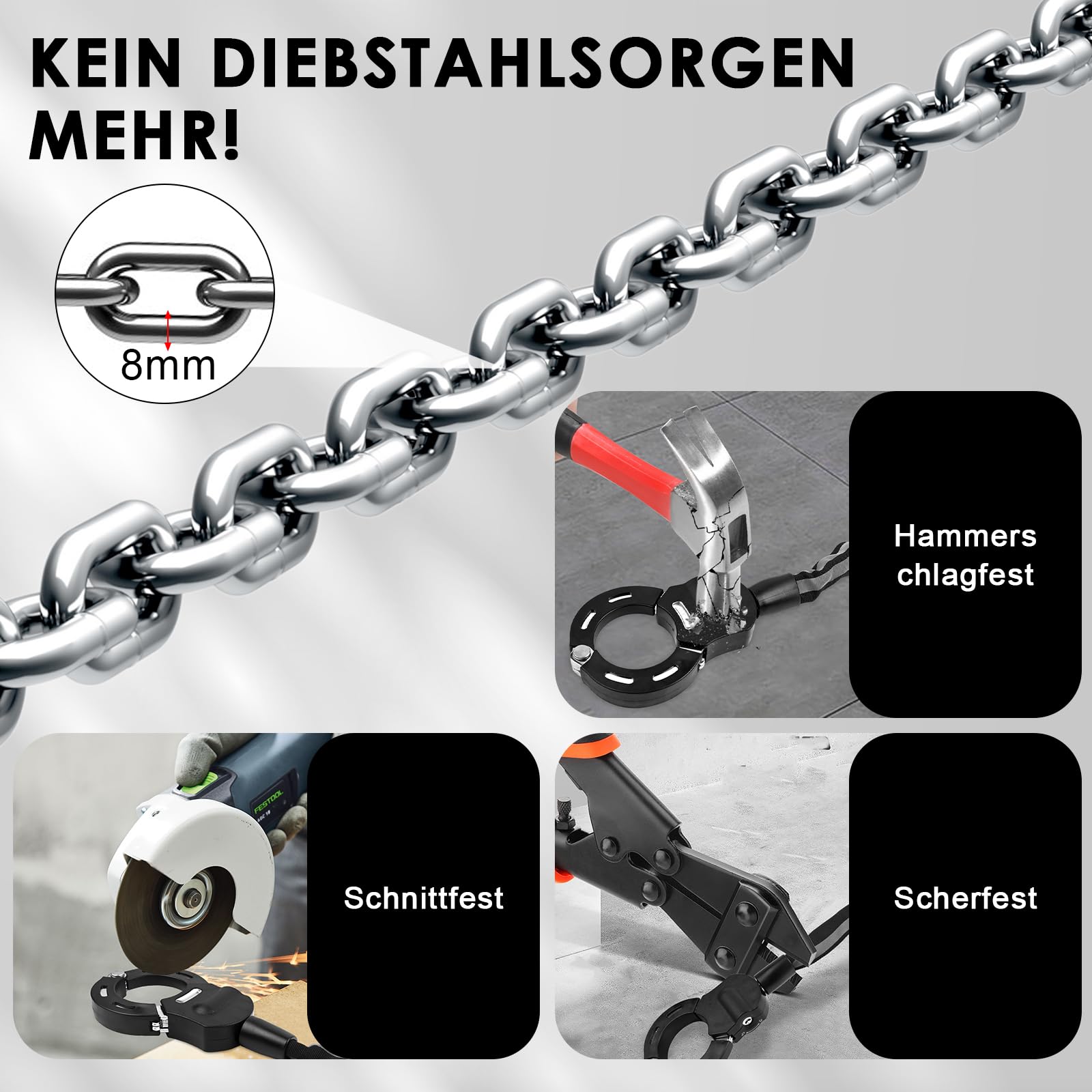E Scooter Schloss, Schloss für E Scooter mit Schlüssel, Handschellenschloss mit Silikonschutz Gegen Kratzer, Hochsicherheitsschloss ideal für Scooter Roller, Kinderwagen, Motorrad, E-Bike