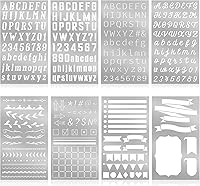 Vista 1 de Lewtemi 8 Piezas Plantillas de Letras y Números de Metal de 4 x 7 Pulgadas, Plantillas de Alfabeto de Acero Inoxidable para Grabado, Pintura