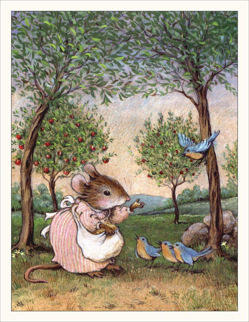 Wee Forest Folk Note-4 -Feeding the Bluebirds Note Cards Set of 6