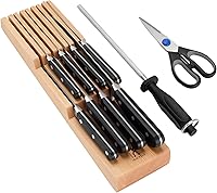 Vista 5 de HENCKELS Classic Razor-Sharp - Juego de 11 piezas con bloque de cuchillos, cuchillo de chef, cuchillo de pan, tenedor y cuchillo de trinchar, Natural