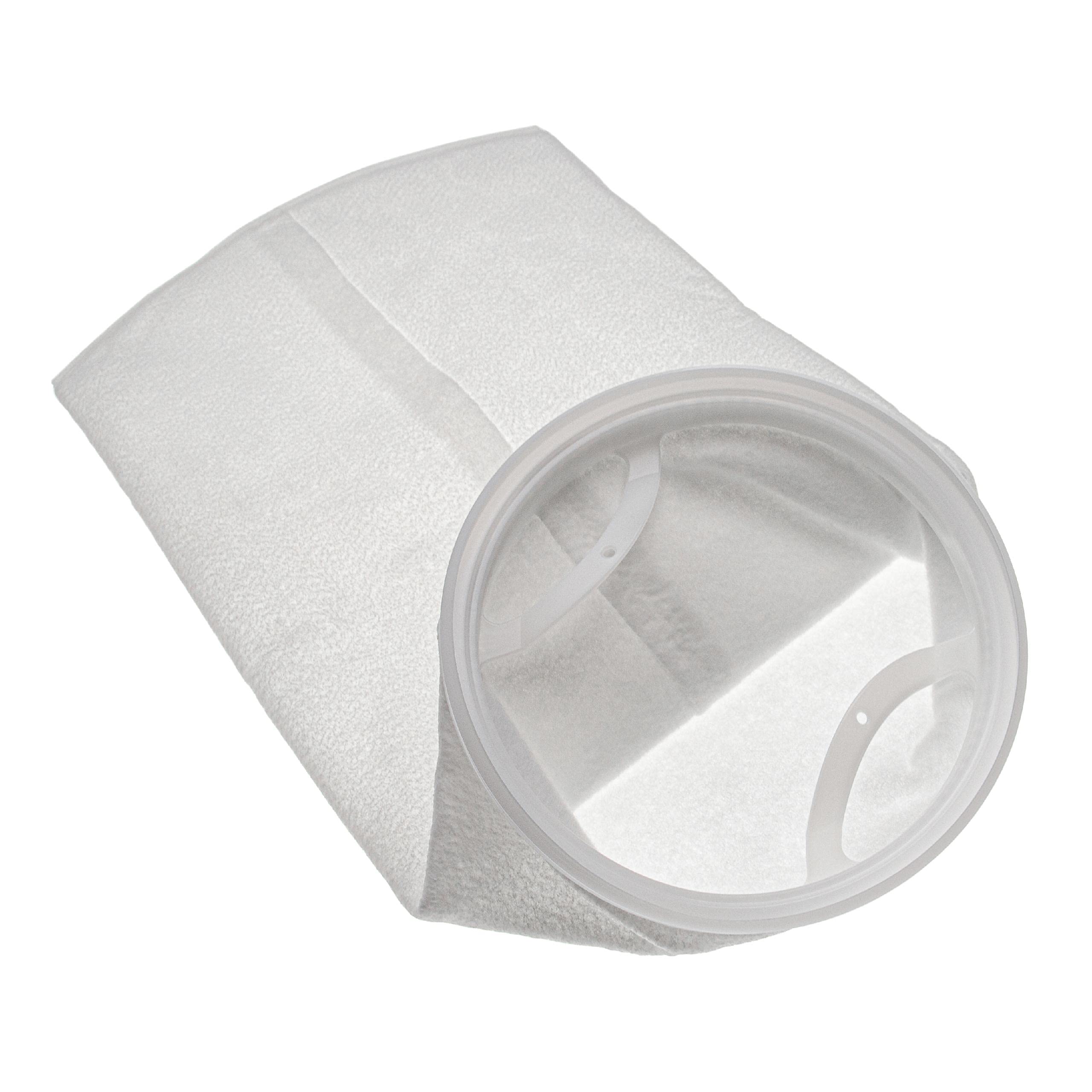 vhbw 5X Calza filtrante Universale Compatibile con acquari, Piscine, Skimmer - Sacchetto filtrante, polietilene, 18 x 45 cm, 100 Micron, Bianco