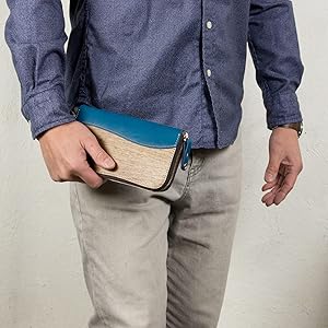 Amazon | [VARCO REAL WOOD] Round zip wallet 長財布 ラウンド