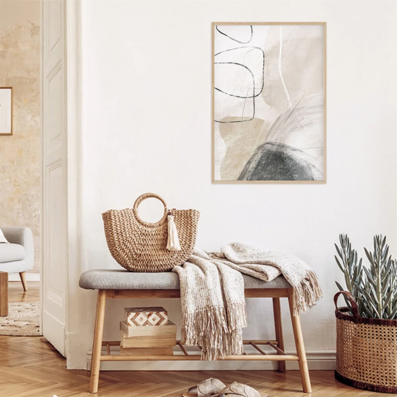 Sarah Duke Juego de 3 pósteres, cuadros abstractos beige para salón, cuadros modernos en lienzo, póster de pared, sin marco, decoración de pared para salón (50 x 70 cm, B)