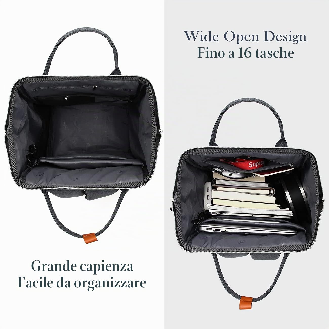 Zaino da Donna,17.3 Pollici cno Porta PC con Porta di Ricarica USB & Tasca RFID per Scuola,Lavoro,Viaggio (Grigio scuro 17in)