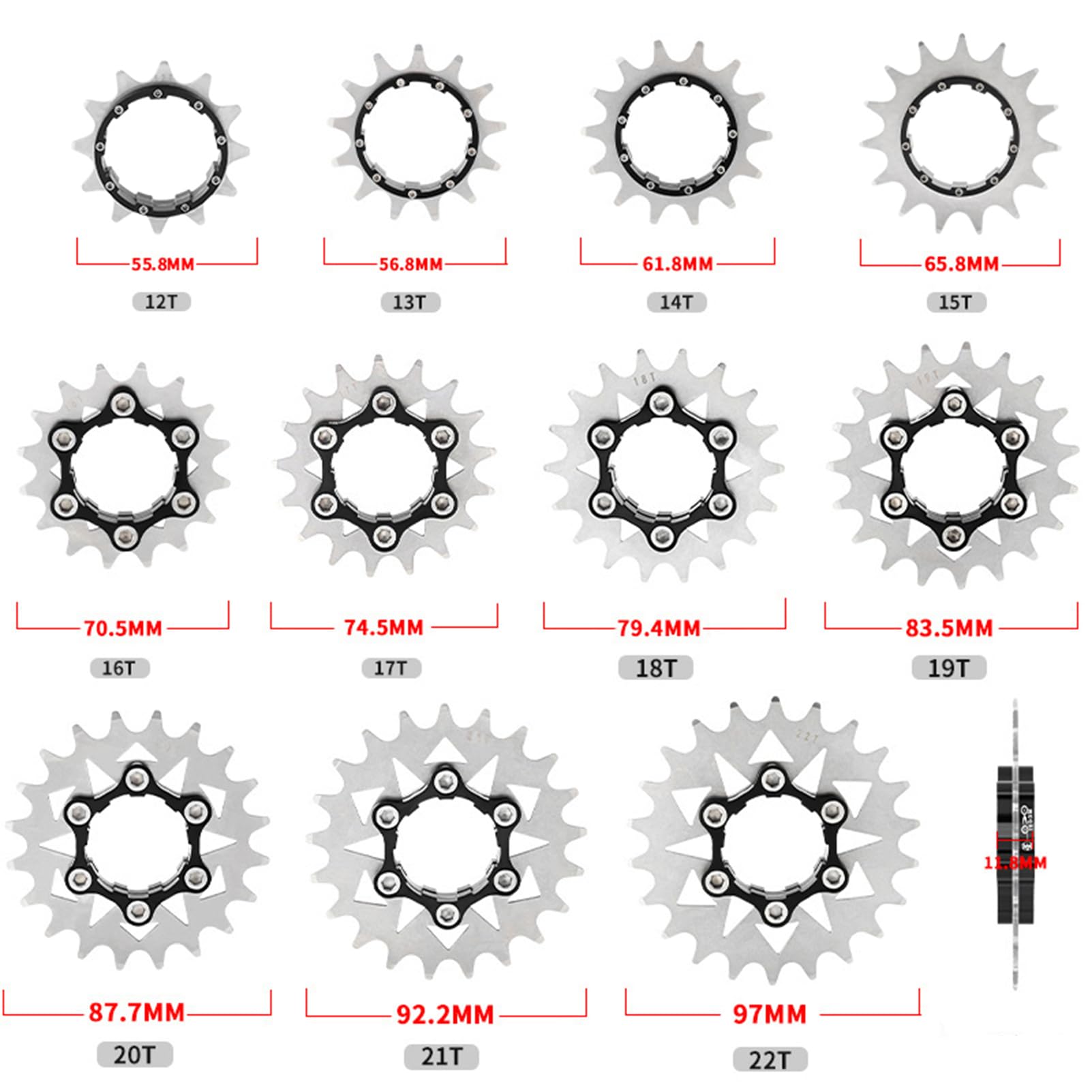 Yundxi Bike Single Speed Conversion Kit 12T13T/14T/15T/16T/17T/18T/19T/20T/21T/22T Bicycle Single Speed Cassette & Spacers Accessories (Black,20T) - Image 2