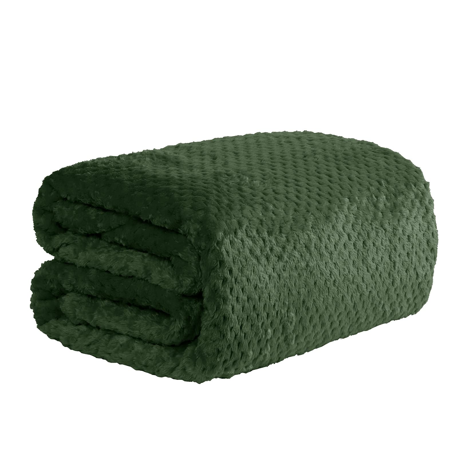 Dreamscene Forest Green Throws For Sofas Green Blanket, Soft Cosy Warm Honeycomb Waffle Bed Throw King Size Fleece Blanket For Bed Settee Sofa Throws Fluffy Faux Fur Throw, - 200 X 240Cm