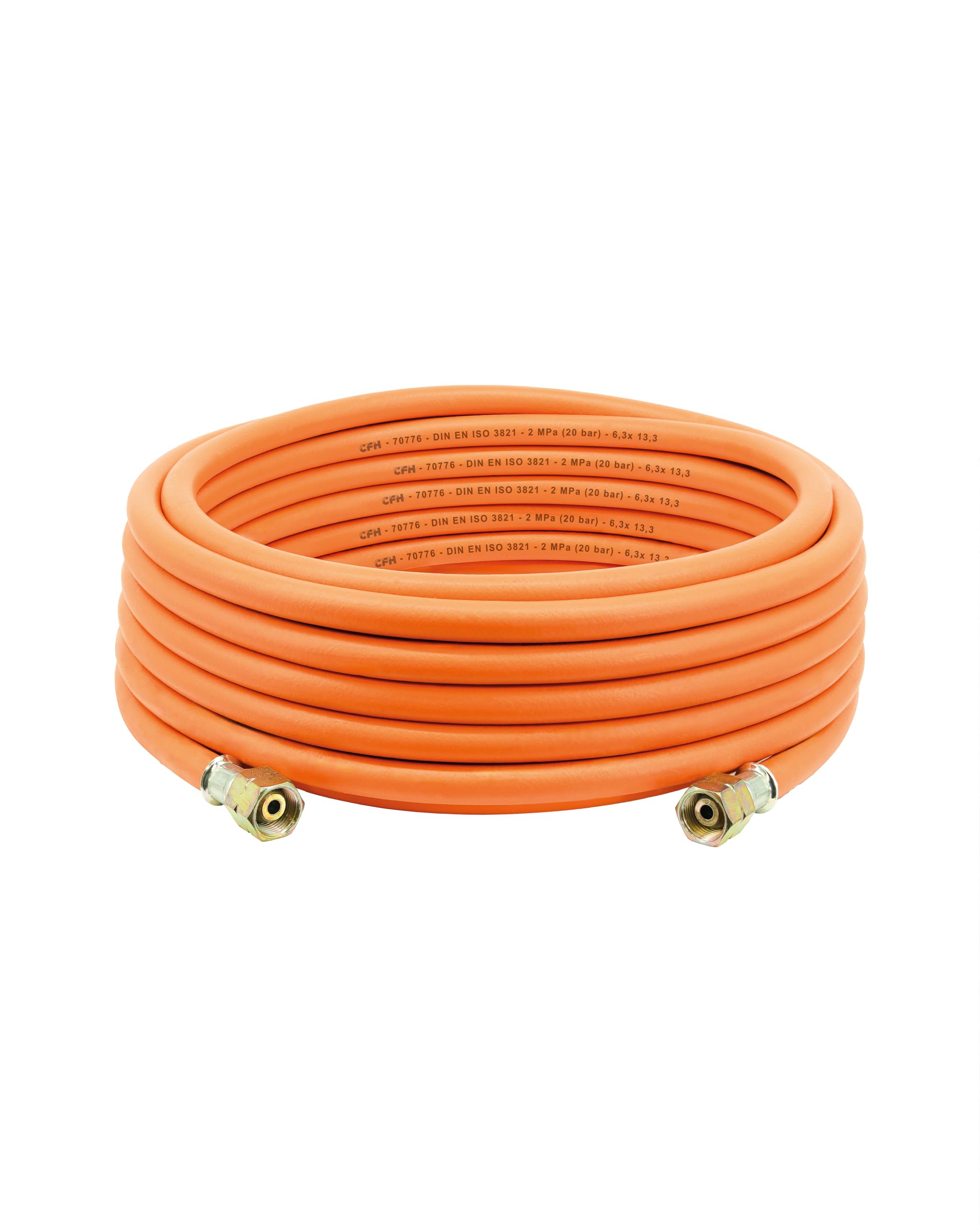 CFH Gasschlauch Gummi 10 m VS 780 – Gummigasschlauch mit beidseitigem G 3/8" LH Anschluss, für Abflammgeräte & Gaslötgeräte, LPG/Propan/Butan, 20 bar, konisch dichtend, -30 °C bis +70 °C