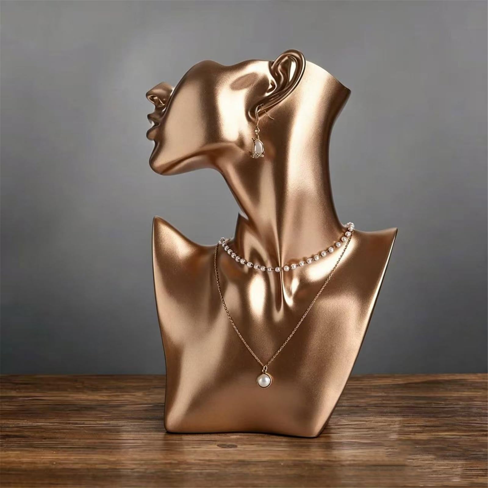 Gioielli Busto in Resina espositore Opaco manichino Collo Forma | Porta orecchini for collana(Gold)