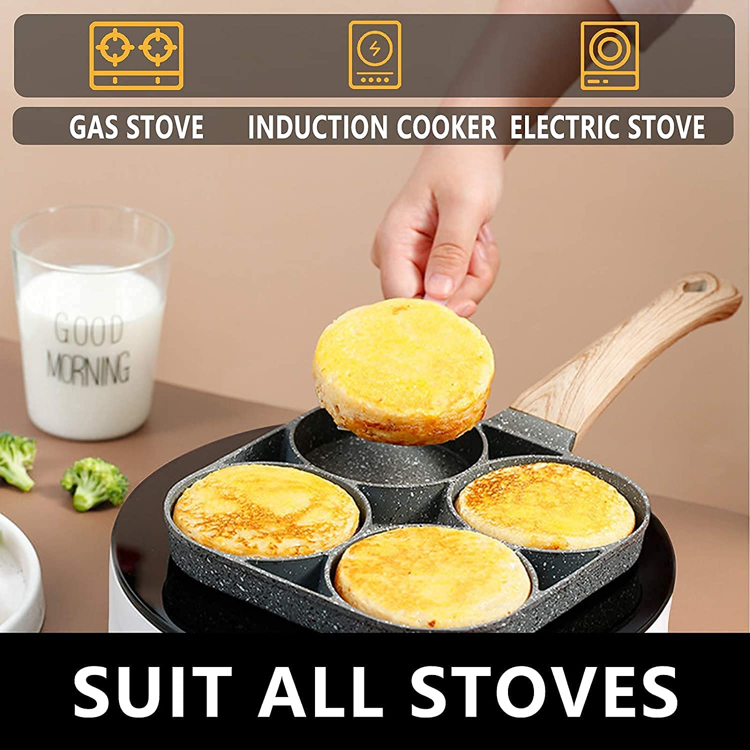 Egg Cooker Frying Pan,Green Pans 4-Cups Non-Stick cookware Aluminium Alloy Fried Egg Cooker,Pancake,Omelette pan — Amazon image 2