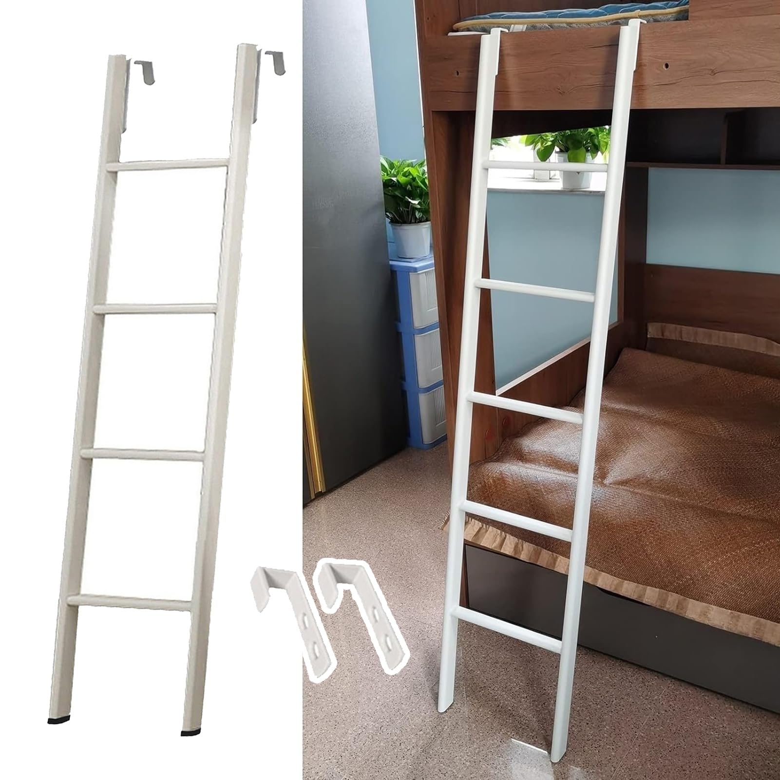 IEOWY Metal Short Twin Bunk Bed Ladder Only, School Dorm Loft Farm Bunk Bed Ladder, Step Climb Ladder Replacement, RV Bunk Ladder 45"/50"/55"/59"/63" (Size : 116cm/45)