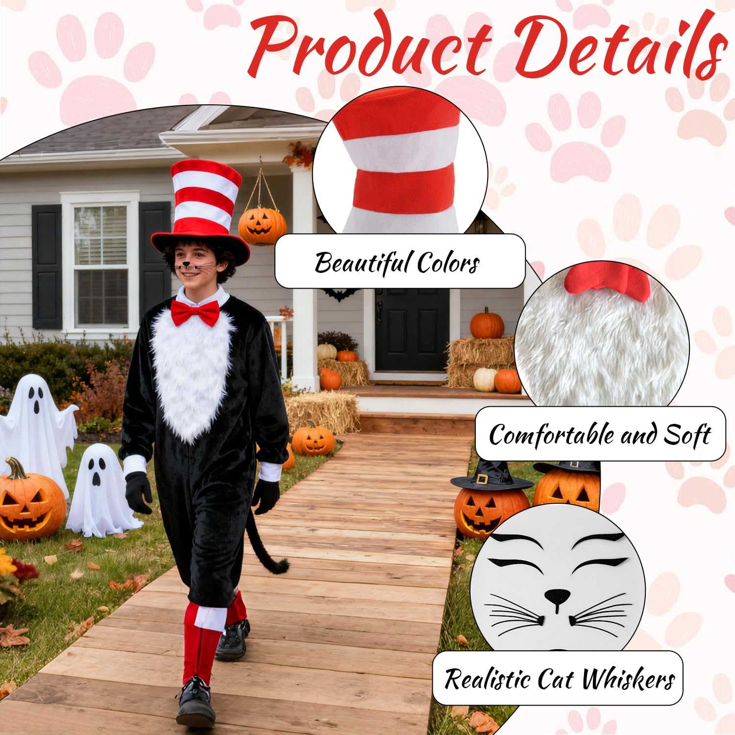 RenSton 15 PCS Cat in the Hat Costumes - Image 3
