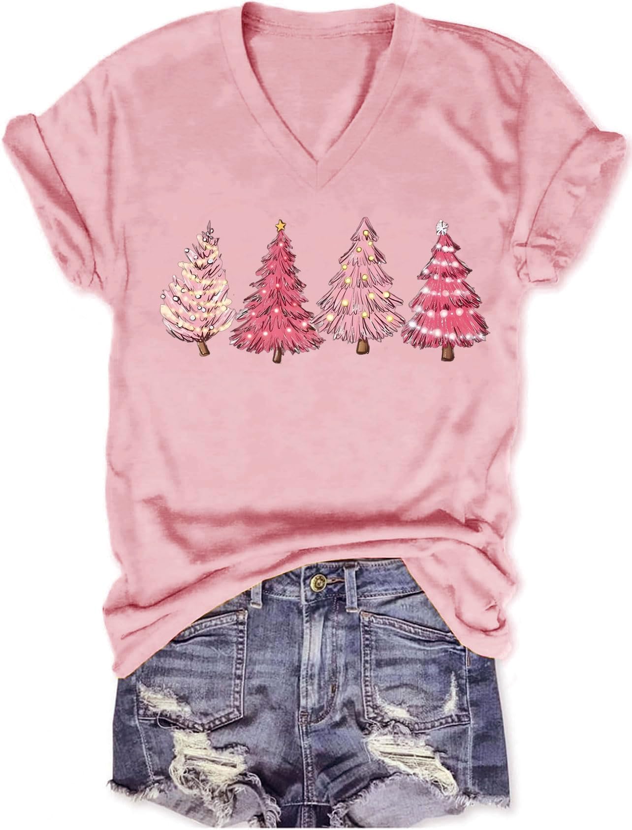 Vintage Boho Tops for Women V-Neck Flowers Shirt Spring Graphic Tees Floral Print Summer Casual Short Sleeve Tshirt Top