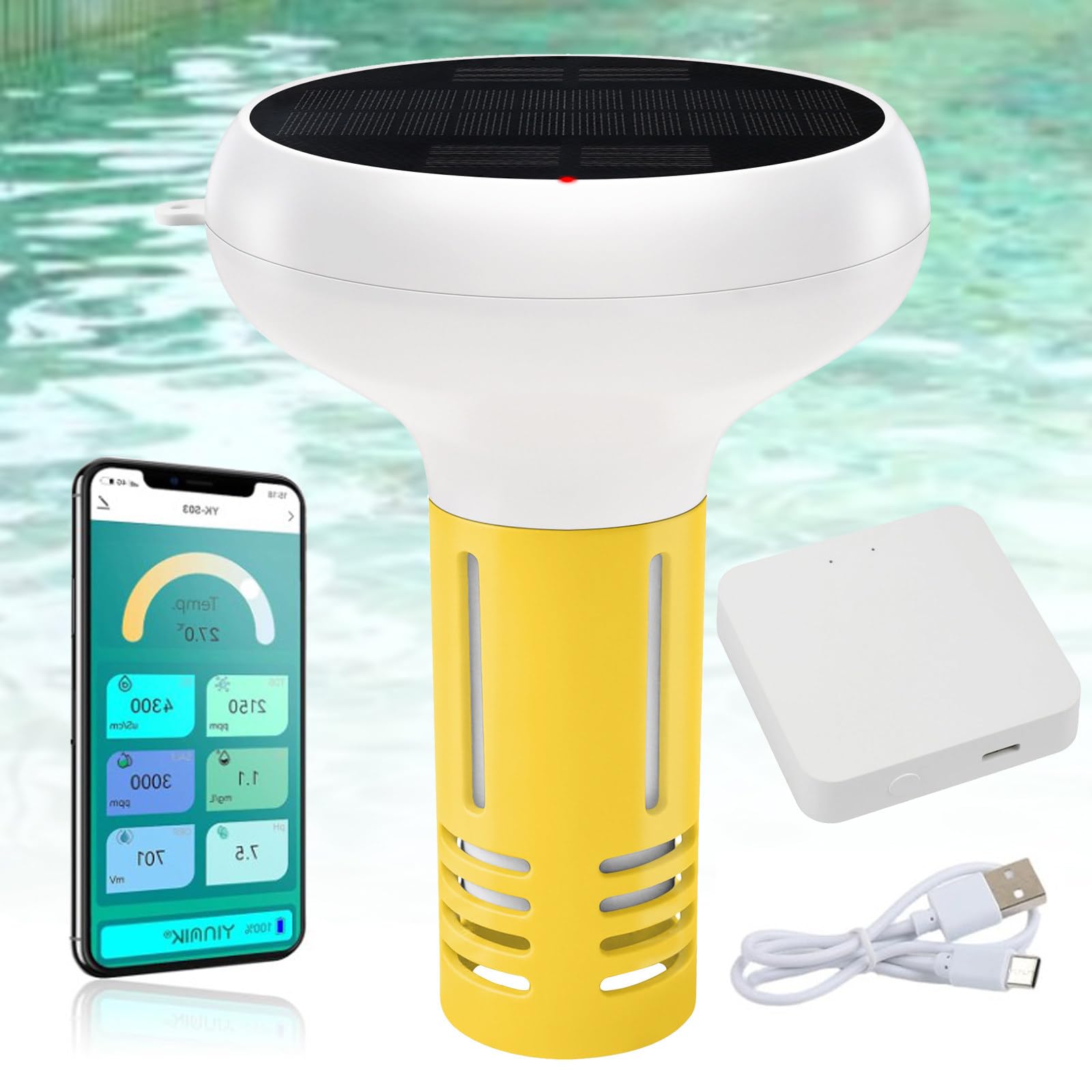 Monitor Galleggiante per Acqua di Piscina – Tester Digitale 7-in-1